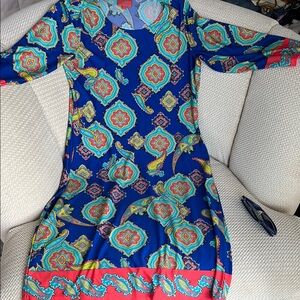 Vibrant Blue Patterned Dress NWOT
